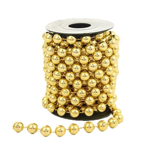 SMTCM 9mm x 3m Weihnachten Perlengirlande Weihnachtsbaum Perlenband Perlenkette Christbaum Perlenschnur zum Basteln Weihnachtendeko Perlen Weihnachtskette Ornamente für Hochzeits Party Kränze DIY von SMTCM