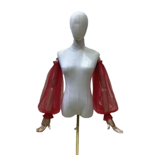 SMTCM Abnehmbare Puffärmel aus Tüll Weiße Hochzeit 1 Paar Lange Ärmel Laternenärmel aus Mesh Falscher Ärmel Brautkleid Fake-Ärmel Brautkleid Mesh Abnehmbare Puffärmel Brautkleid Puffärmel von SMTCM