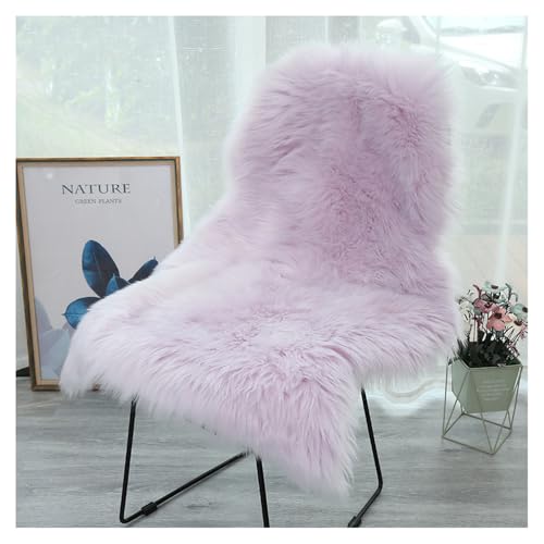 Faux Lammfell Schaffell Teppich 60 * 100cm Lammfellimitat Carpet Longhair Felloptik Flauschige Weicher Fellteppich Stuhlkissen Bodenteppich Sitzfelle Nachahmung Wolle Matte für Sofa Wohnzimmer von SMTCM