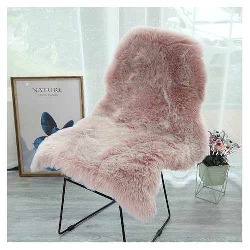 Faux Lammfell Schaffell Teppich 60 * 100cm Lammfellimitat Carpet Longhair Felloptik Flauschige Weicher Fellteppich Stuhlkissen Bodenteppich Sitzfelle Nachahmung Wolle Matte für Sofa Wohnzimmer von SMTCM