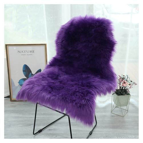 Faux Lammfell Schaffell Teppich 60 * 180cm Lammfellimitat Carpet Longhair Felloptik Flauschige Weicher Fellteppich Stuhlkissen Bodenteppich Sitzfelle Nachahmung Wolle Matte für Sofa Wohnzimmer von SMTCM