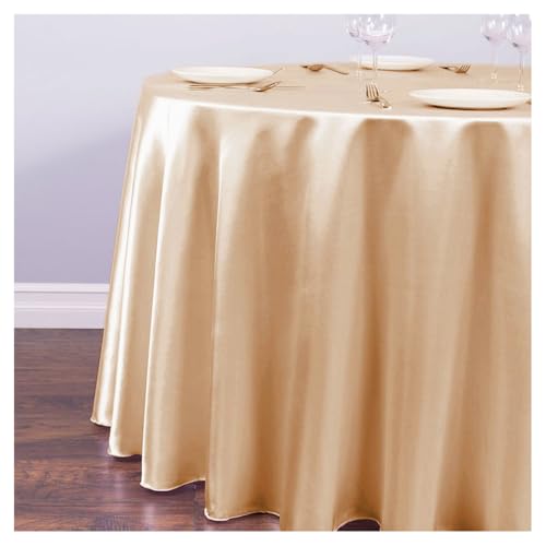 Tischdecke Rund 305cm Pure Farbe Tischtücher Satin Glänzend Tischwäsche Abwaschbar Ornamente Fleckschutz Knitterfreie Tafeldecke Hochzeit Bankett Tisch Cover Tischtuch für Hotel Home Restaurant von SMTCM