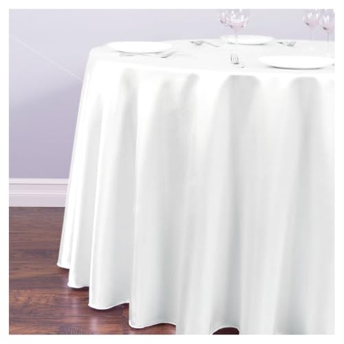 Tischdecke Rund 320cm Pure Farbe Tischtücher Satin Glänzend Tischwäsche Abwaschbar Ornamente Fleckschutz Knitterfreie Tafeldecke Hochzeit Bankett Tisch Cover Tischtuch für Hotel Home Restaurant von SMTCM