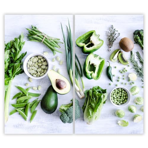 SMTDeco Herdabdeckplatte 2×30×52 cm – Mehr Arbeitsfläche, Spritzschutz & Schneidebrett – ESG Glas, kratzfest – für Induktion/Ceranfeld – 2-teilig, Motiv Frucht Gemüse Grün SMTDeco Herdabdeckplatte 2×30×52 cm – Mehr Arbeitsfläche, Spritzschutz & Schneidebrett – ESG Glas, kratzfest – für Induktion/Ceranfeld – 2-teilig, Motiv Frucht Gemüse Grün von SMTDeco