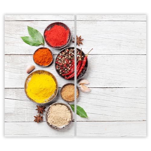 SMTDeco Herdabdeckplatte Ceranfeld Abdeckplatte Herdabdeckung Herdplatten Abdeckungen Induktionskochfeld 2 x 30x52 cm 2-tlg. Gewürze Chili Rot von SMTDeco