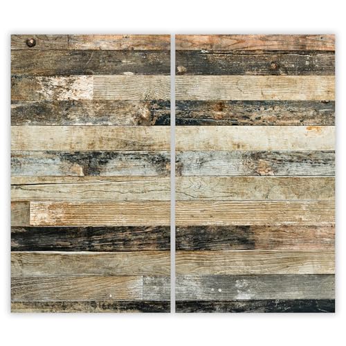 SMTDeco Herdabdeckplatte Ceranfeld Abdeckplatte Herdabdeckung Herdplatten Abdeckungen Induktionskochfeld 2 x 30x52 cm 2-tlg. Holz Panel Braun von SMTDeco