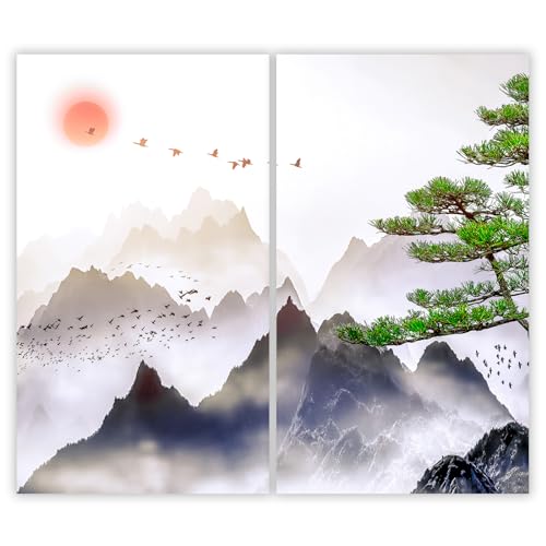 SMTDeco Herdabdeckplatte 2×30×52 cm – ESG gehärtetes Glas, kratzfest & rutschfest – Spritzschutz & Schneidebrett – für Induktion/Ceranfeld – 2-teilig, Motiv Landschaft Berge Blau SMTDeco Herdabdeckplatte 2×30×52 cm – ESG gehärtetes Glas, kratzfest & rutschfest – Spritzschutz & Schneidebrett – für Induktion/Ceranfeld – 2-teilig, Motiv Landschaft Berge Blau von SMTDeco