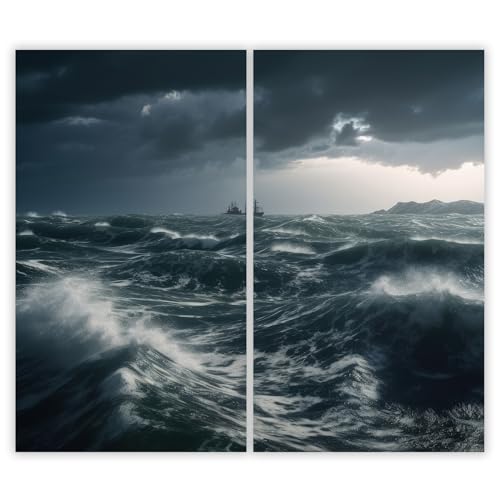 SMTDeco Herdabdeckplatte 2×30×52 cm – ESG gehärtetes Glas, kratzfest & rutschfest – Spritzschutz & Schneidebrett – für Induktion/Ceranfeld – 2-teilig, Motiv Sturm Schiff Grau SMTDeco Herdabdeckplatte 2×30×52 cm – ESG gehärtetes Glas, kratzfest & rutschfest – Spritzschutz & Schneidebrett – für Induktion/Ceranfeld – 2-teilig, Motiv Sturm Schiff Grau von SMTDeco