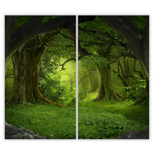 SMTDeco Herdabdeckplatte 2×30×52 cm – Mehr Arbeitsfläche, Spritzschutz & Schneidebrett – ESG Glas, kratzfest – für Induktion/Ceranfeld – 2-teilig, Motiv Wald Magisch Grün SMTDeco Herdabdeckplatte 2×30×52 cm – Mehr Arbeitsfläche, Spritzschutz & Schneidebrett – ESG Glas, kratzfest – für Induktion/Ceranfeld – 2-teilig, Motiv Wald Magisch Grün von SMTDeco