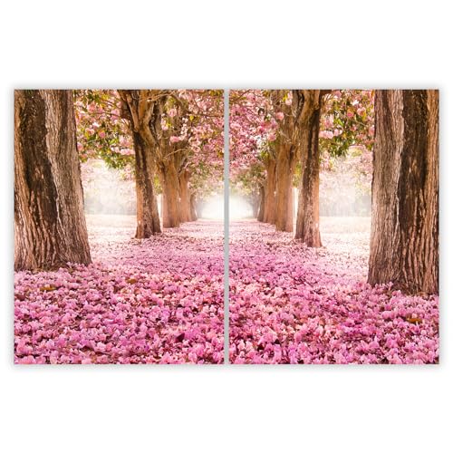 SMTDeco Herdabdeckplatte 2×40×52 cm – Mehr Arbeitsfläche, Spritzschutz & Schneidebrett – ESG Glas, kratzfest – für Induktion/Ceranfeld – 2-teilig, Motiv Blumen Garten Rosa von SMTDeco