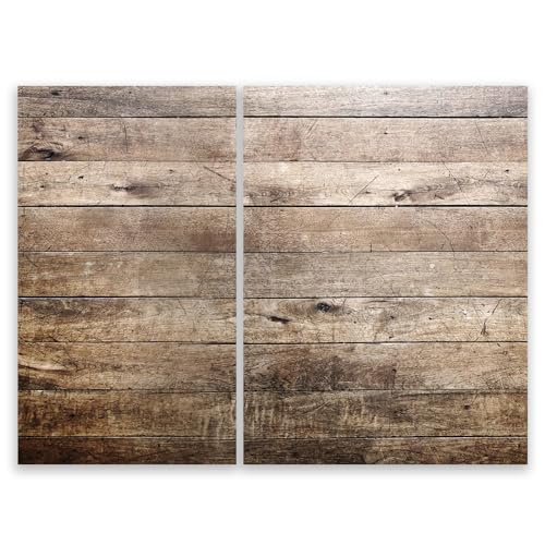 SMTDeco Herdabdeckplatte Ceranfeld Abdeckplatte Herdabdeckung Herdplatten Abdeckungen Induktionskochfeld 30x52 + 40x52 cm 2-tlg. Holz Panel Braun von SMTDeco