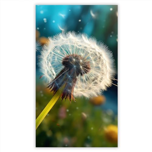 SMTDeco Herdabdeckplatte 30×52 cm – Mehr Arbeitsfläche, Spritzschutz & Schneidebrett – ESG Glas, kratzfest – für Induktion/Ceranfeld – 1-teilig, Motiv Löwenzahn Blume Grün von SMTDeco