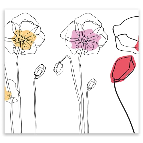 SMTDeco Herdabdeckplatte 50×52 cm – ESG gehärtetes Glas, kratzfest & rutschfest – Spritzschutz & Schneidebrett – für Induktion/Ceranfeld – 1-teilig, Motiv Blumen Weiss von SMTDeco