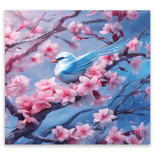SMTDeco Herdabdeckplatte 50×52 cm – Mehr Arbeitsfläche, Spritzschutz & Schneidebrett – ESG Glas, kratzfest – für Induktion/Ceranfeld – 1-teilig, Motiv Vogel Blumen Rosa von SMTDeco