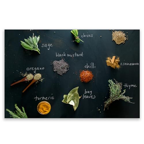 SMTDeco Herdabdeckplatte 80×52 cm – Mehr Arbeitsfläche, Spritzschutz & Schneidebrett – ESG Glas, kratzfest – für Induktion/Ceranfeld – 1-teilig, Motiv Gewürze Name Graphit von SMTDeco