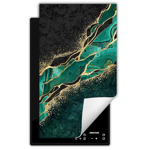 SMTDeco herdabdeckplatte Induktionsmatte herdabdeckung ceranfeld abdeckplatten für ceranfelder induktionskochfeld schutzmatte 30x52 cm Marmor Grün von SMTDeco