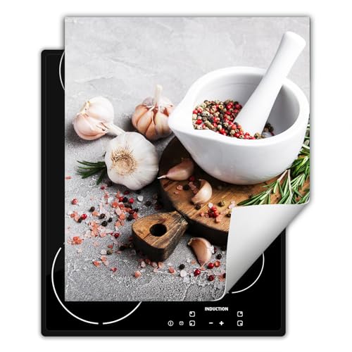 SMTDeco herdabdeckplatte Induktionsmatte herdabdeckung ceranfeld abdeckplatten für ceranfelder induktionskochfeld schutzmatte 45x52 cm Gewürze Weiß von SMTDeco