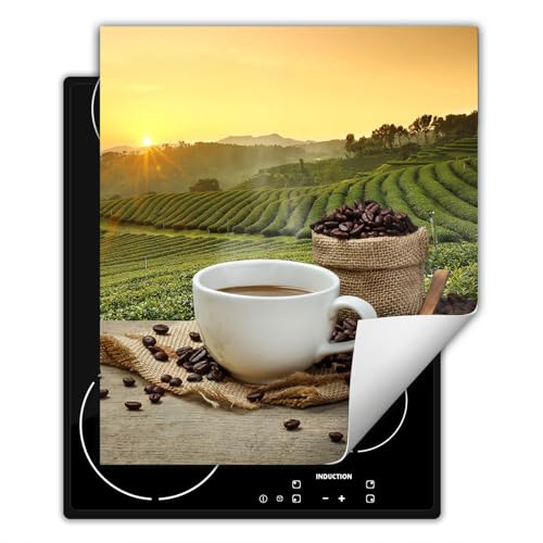 SMTDeco herdabdeckplatte Induktionsmatte herdabdeckung ceranfeld abdeckplatten für ceranfelder induktionskochfeld schutzmatte 50x52 cm Kaffee Grün von SMTDeco