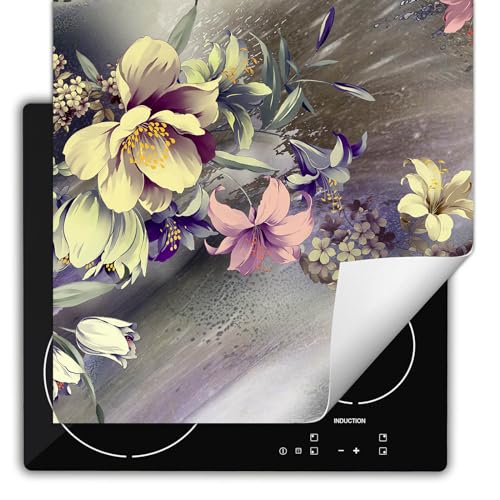 SMTDeco herdabdeckplatte Induktionsmatte herdabdeckung ceranfeld abdeckplatten für ceranfelder induktionskochfeld schutzmatte 60x52 cm Bild grau von SMTDeco