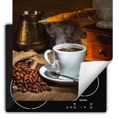 SMTDeco Herdabdeckplatte Ceranfeld abdeckung Aufrollbare Matte für Induktion Einteilig 60x52 cm Kaffee Weiß (wm20602) von SMTDeco