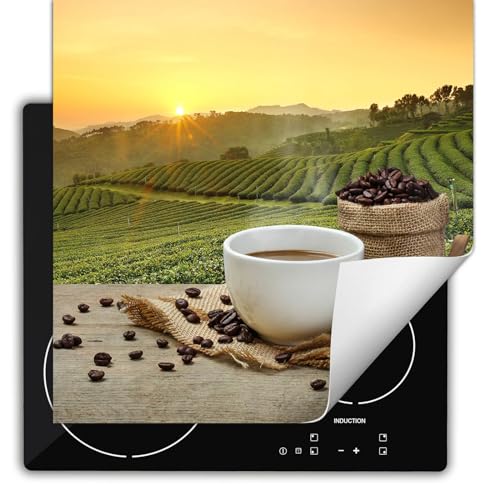 SMTDeco Herdabdeckplatte Ceranfeld abdeckung Aufrollbare Matte für Induktion Einteilig 60x52 cm Kaffee grün (wm20610) von SMTDeco