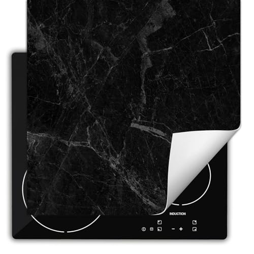 SMTDeco herdabdeckplatte Induktionsmatte herdabdeckung ceranfeld abdeckplatten für ceranfelder induktionskochfeld schutzmatte 60x52 cm Marmor Stein Schwarz von SMTDeco