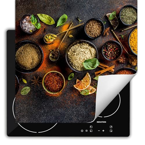 SMTDeco herdabdeckplatte Induktionsmatte herdabdeckung ceranfeld abdeckplatten für ceranfelder induktionskochfeld schutzmatte 60x52 cm Schüsselgewürze Orange von SMTDeco