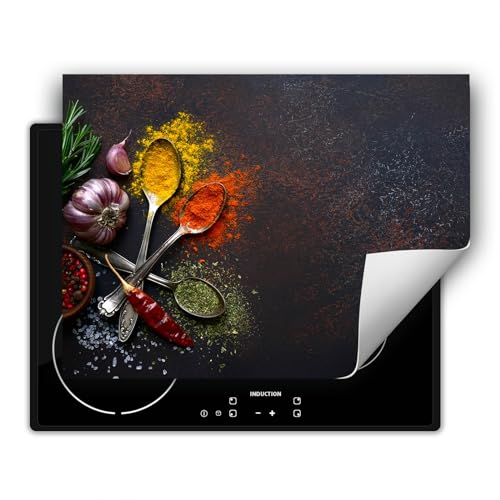 SMTDeco herdabdeckplatte Induktionsmatte herdabdeckung ceranfeld abdeckplatten für ceranfelder induktionskochfeld schutzmatte 70x52 cm Beton schwarz von SMTDeco