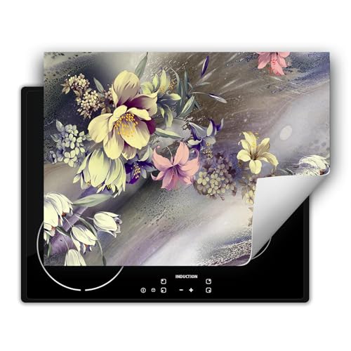 SMTDeco herdabdeckplatte Induktionsmatte herdabdeckung ceranfeld abdeckplatten für ceranfelder induktionskochfeld schutzmatte 80x52 cm Bild grau von SMTDeco