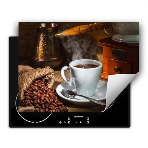 SMTDeco Herdabdeckplatte Ceranfeld abdeckung Aufrollbare Matte für Induktion Einteilig 80x52 cm Kaffee Weiß (wm21188) von SMTDeco