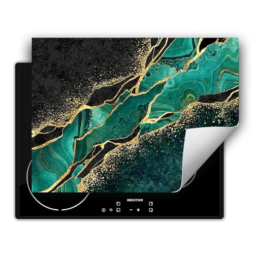 SMTDeco herdabdeckplatte Induktionsmatte herdabdeckung ceranfeld abdeckplatten für ceranfelder induktionskochfeld schutzmatte 80x52 cm Marmor Grün von SMTDeco