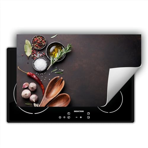 SMTDeco herdabdeckplatte Induktionsmatte herdabdeckung ceranfeld abdeckplatten für ceranfelder induktionskochfeld schutzmatte 90x52 cm Gewürze grau von SMTDeco