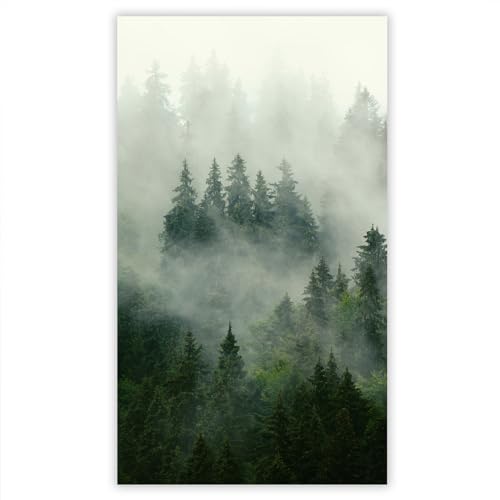 SMTDeco Herdabdeckplatte Induktion Ceranfeldabdeckung aus Glas Schneidebrett Herdschutz 30x52 cm 1-tlg. Nebel Wald Grün (103759) von SMTDeco