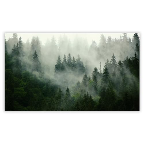 SMTDeco Herdabdeckplatte Induktion Ceranfeldabdeckung aus Glas Schneidebrett Herdschutz 52x30 cm 1-tlg. Nebel Wald Grün (104245) von SMTDeco