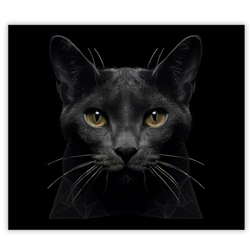 SMTDeco Herdabdeckplatte Induktion Ceranfeldabdeckung aus Glas Schneidebrett Herdschutz 60x52 cm 1-tlg. Katze Schwarz (106992) von SMTDeco