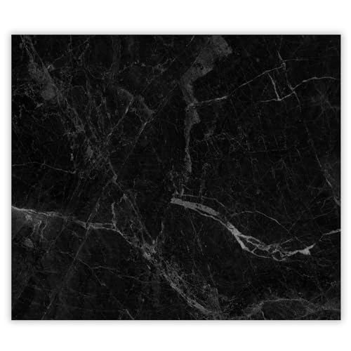 SMTDeco Herdabdeckplatte 60×52 cm – Mehr Arbeitsfläche, Spritzschutz & Schneidebrett – ESG Glas, kratzfest – für Induktion/Ceranfeld – 1-teilig, Motiv Marmor Stein Schwarz von SMTDeco