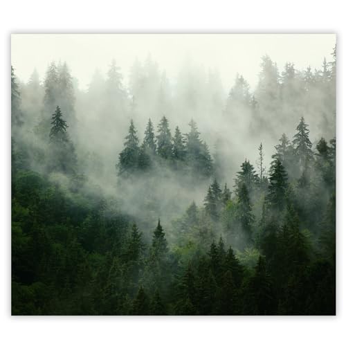 SMTDeco Herdabdeckplatte Ceranfeld Abdeckplatte Herdabdeckung Herdplatten Abdeckungen Induktionskochfeld 60x52 cm 1-tlg. Nebel Wald Grün von SMTDeco