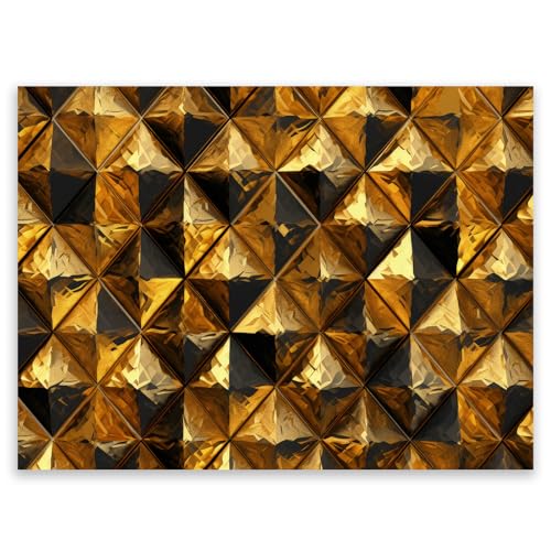 SMTDeco Herdabdeckplatte Induktion Ceranfeldabdeckung aus Glas Schneidebrett Herdschutz 70x52 cm 1-tlg. Abstrakte Illusion Gold (111891) von SMTDeco