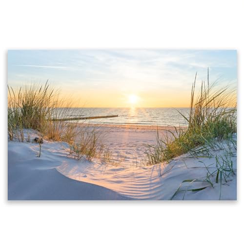 SMTDeco Herdabdeckplatte Ceranfeld Abdeckplatte Herdabdeckung Herdplatten Abdeckungen Induktionskochfeld 80x52 cm 1-tlg. Landschaft Meer Gelb von SMTDeco