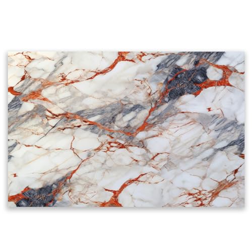 SMTDeco Herdabdeckplatte Induktion Ceranfeldabdeckung aus Glas Schneidebrett Herdschutz 80x52 cm 1-tlg. Marmor Stein Weiss (108356) von SMTDeco