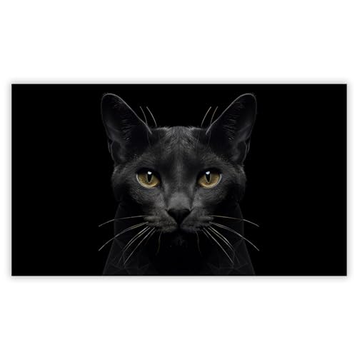 SMTDeco Herdabdeckplatte Induktion Ceranfeldabdeckung aus Glas Schneidebrett Herdschutz 90x52 cm 1-tlg. Katze Schwarz (108936) von SMTDeco