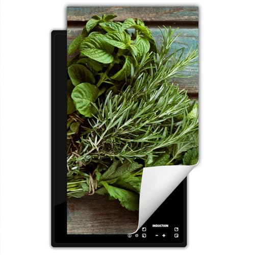 SMTDeco herdabdeckplatte Induktionsmatte herdabdeckung ceranfeld abdeckplatten für ceranfelder induktionskochfeld schutzmatte 30x52 cm Kräuter Schere Grün von SMTDeco