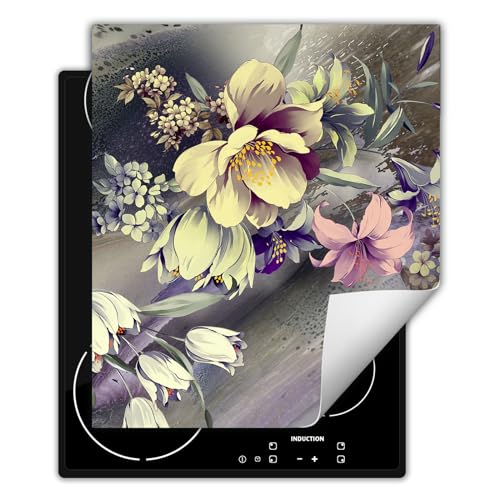 SMTDeco herdabdeckplatte Induktionsmatte herdabdeckung ceranfeld abdeckplatten für ceranfelder induktionskochfeld schutzmatte 45x52 cm Bild Grau von SMTDeco