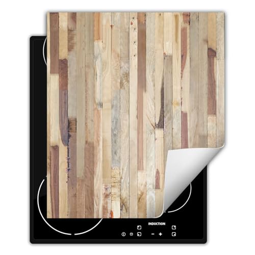 SMTDeco herdabdeckplatte Induktionsmatte herdabdeckung ceranfeld abdeckplatten für ceranfelder induktionskochfeld schutzmatte 45x52 cm Holz Mosaik Braun von SMTDeco