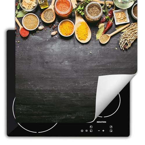 SMTDeco herdabdeckplatte Induktionsmatte herdabdeckung ceranfeld abdeckplatten für ceranfelder induktionskochfeld schutzmatte 60x52 cm Gewürze grau von SMTDeco