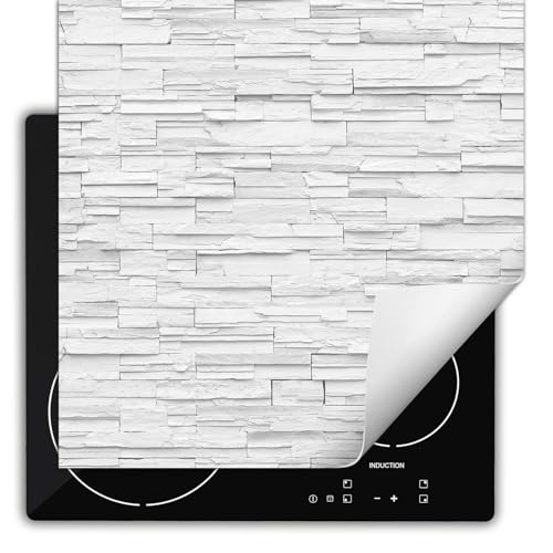 SMTDeco herdabdeckplatte Induktionsmatte herdabdeckung ceranfeld abdeckplatten für ceranfelder induktionskochfeld schutzmatte 60x52 cm Granitstein Weiss von SMTDeco