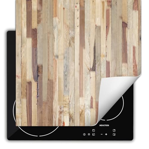 SMTDeco herdabdeckplatte Induktionsmatte herdabdeckung ceranfeld abdeckplatten für ceranfelder induktionskochfeld schutzmatte 60x52 cm Holz Mosaik Braun von SMTDeco
