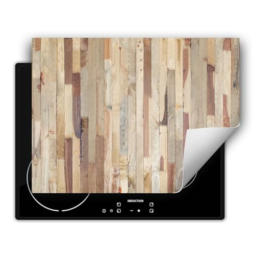 SMTDeco herdabdeckplatte Induktionsmatte herdabdeckung ceranfeld abdeckplatten für ceranfelder induktionskochfeld schutzmatte 70x52 cm Holz Mosaik Braun von SMTDeco