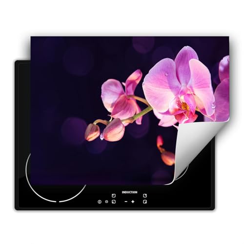 SMTDeco herdabdeckplatte Induktionsmatte herdabdeckung ceranfeld abdeckplatten für ceranfelder induktionskochfeld schutzmatte 80x52 cm Blumen Schwarz von SMTDeco