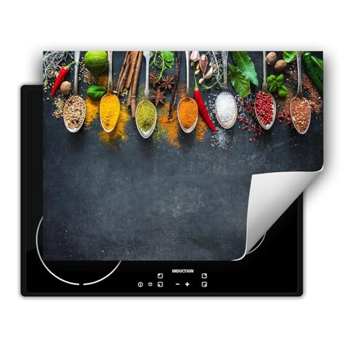 SMTDeco herdabdeckplatte Induktionsmatte herdabdeckung ceranfeld abdeckplatten für ceranfelder induktionskochfeld schutzmatte 80x52 cm Gewürze grau von SMTDeco